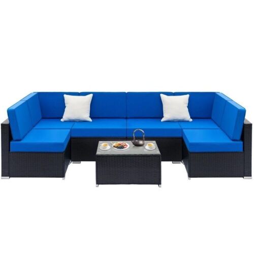 7-Piece Wicker Rattan Outdoor Sectional Sofa Set - Lot 130