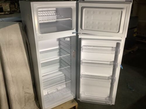 Magic Chef Dual Door Mini Fridge - Top Missing, Very Dented, Cord Cut - Lot 749