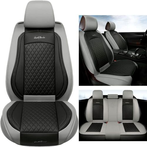 Giant Panda Vehicle Seat Covers - Full Set, Gray/Black, Faux Leather - Lot 1049