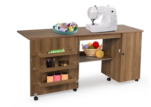 Utility Folding Sewing Table Craft Cart w/Wheels, Natural, Missing Hardware - Lot 141