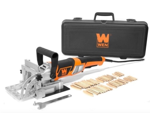 WEN JN8504 8.5-Amp Plate and Biscuit Joiner with Case and Biscuits, Missing Hardware - Lot 175