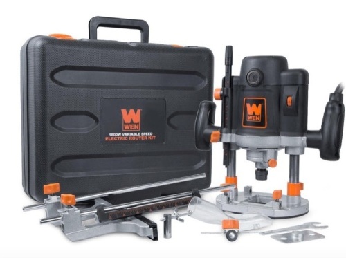 WEN RT6033 15-Amp Variable Speed Plunge Woodworking Router Kit, Missing Hardware - Lot 190