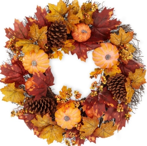 Artificial Fall Wreath, 24in - Lot 216
