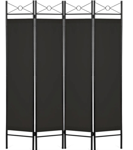 4-Panel Folding Privacy Screen Room Divider Decoration Accent, 6ft, Black - Lot 231