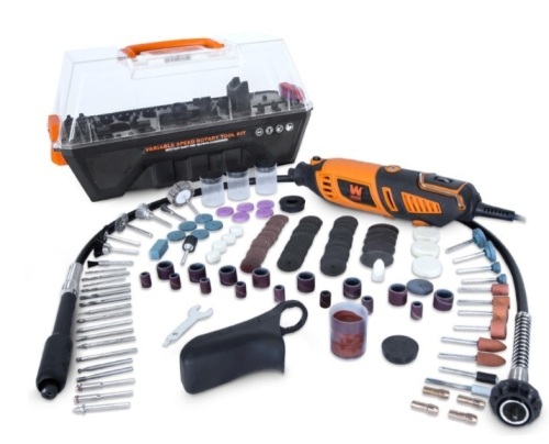 WEN 23190 1.3-Amp Variable Speed Steady-Grip Rotary Tool w/ 190-Piece Accessory Kit, Flex Shaft & Carrying Case - Lot 257