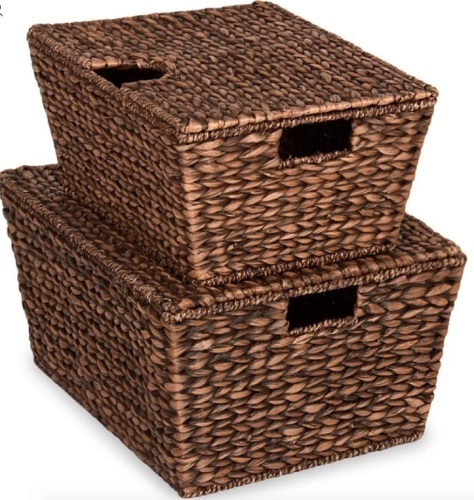 Set of 2 XL Woven Water Hyacinth Storage Baskets - Lot 266