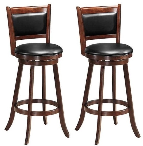 Set of 2 Espresso Swivel Bar Height Stool with Upholstered Seat, Missing Hardware - Lot 388