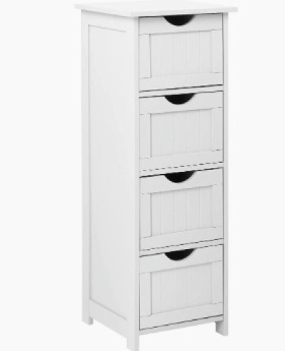 Bonnlo Wooden Bathroom Cabinet with 4 Drawers, White - Lot 364