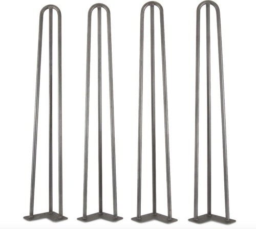 WEN TL28S 28-Inch Mid-Century Modern Raw Steel Hairpin Table Legs, 1/2" Diameter, Set of 4, May Be Missing Hardware - Lot 198