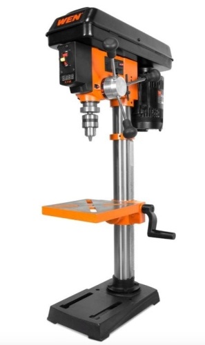 WEN 4212T 5-Amp 10-Inch Variable Speed Cast Iron Benchtop Drill Press with Laser, Missing Hardware - Lot 486