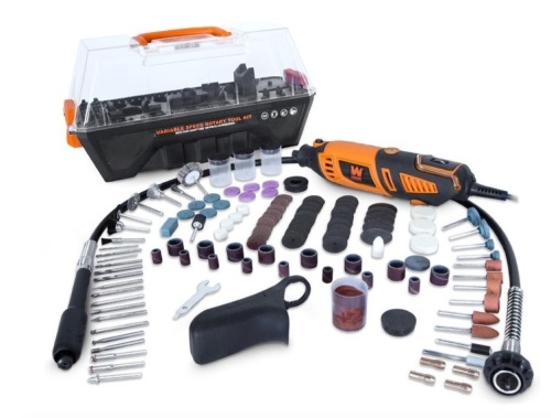 WEN 23190 1.3-Amp Variable Speed Steady-Grip Rotary Tool with 190-Piece Accessory Kit, Flex Shaft, and Carrying Case - Lot 487