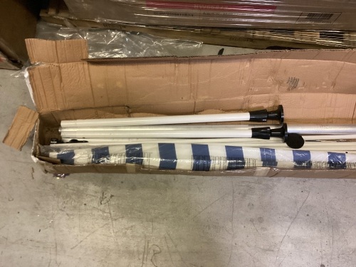 VidaXL Retractable Awning, Blue/White Stripe, May Be Missing Hardware - Lot 229
