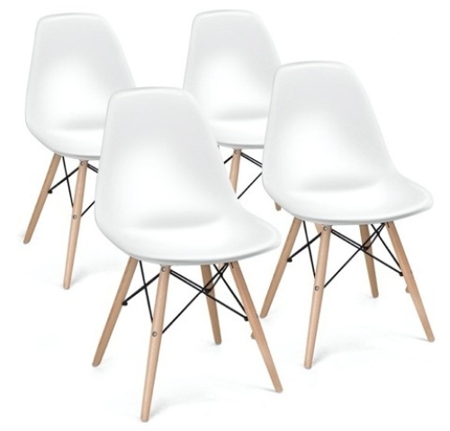  Set of 4 Mid Century Modern Style Dining Side Chairs, White - Lot 377