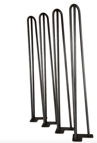 WEN TL28B 28-Inch Mid-Century Modern Satin Black Hairpin Table Legs, 1/2" Diameter, Set of 4, Missing Hardware - Lot 488