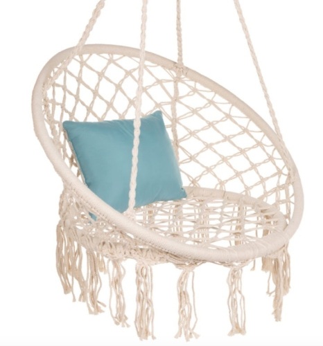 Cotton Macrame Hammock Hanging Chair Swing, Beige - Lot 585