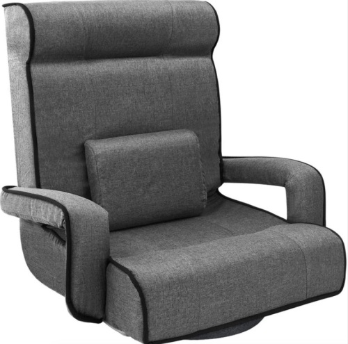 Oversized Swivel Gaming Floor Chair w/ Armrest, Adjustable Backrest, Dark Gray - Lot 436