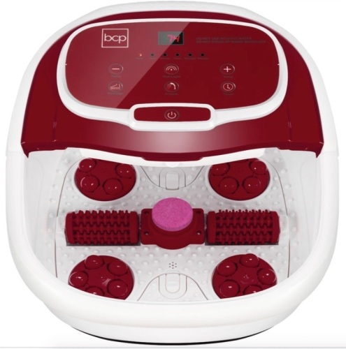 Automatic Heated Shiatsu Massage Foot Bath Spa w/ Pumice Stone, Burgundy - Lot 417