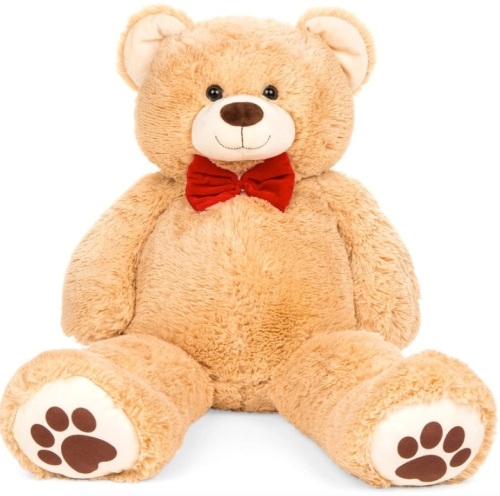 Giant Plush Teddy Bear Stuffed Animal w/ Bow Tie, Paw Prints - 38in, Brown - Lot 422