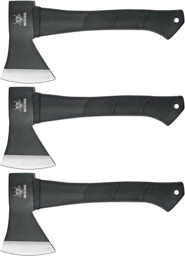Set of 3 Carbon Steel & Fiberglass Handle Throwing Axes - Lot 72