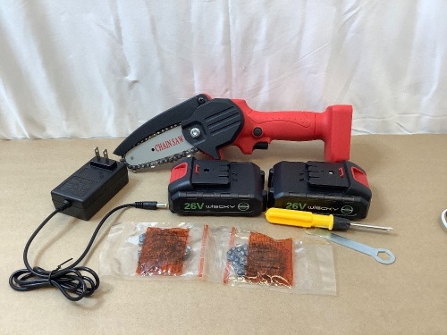 Mini Chainsaw, Cordless, Tested & Works, New - Lot 99