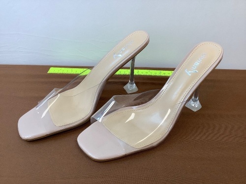 Women's Transparent Stiletto Heel Peep Toe Sandals, Size 12 - Lot 160