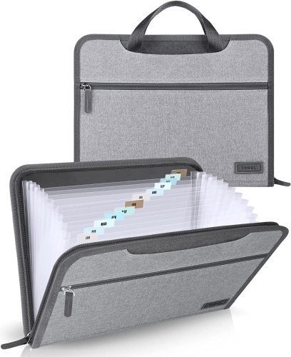 13 Pocket Heavy Duty Expanding Accordian File Organizer w/ Hidden Handle, Zipper Closure, Labels - Lot 193