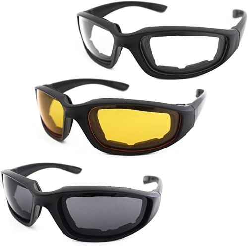 3 Pairs of Padded UV Protection Motorcycle Glasses - Lot 201