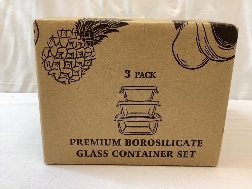 Set of 3 Premium Borosilicate Glass Container Set - Lot 475