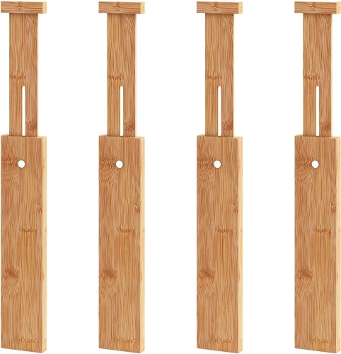 Set of (4) Bamboo Drawer Dividers - One Cracked - Lot 481
