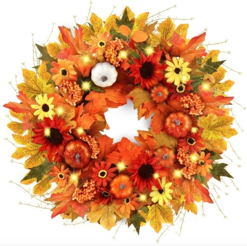 Fall Wreath with Lights - Lot 584