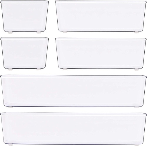 6 Pcs Clear Plastic Desk Drawer Organizers - Lot 257