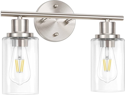 2-Light Wall Sconce Light Fixture w/ Clear Glass Shades - Lot 379
