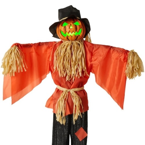 Husker The Corn Keeper Animatronic Scarecrow Halloween Decor w/ LED Eyes - Lot 4311