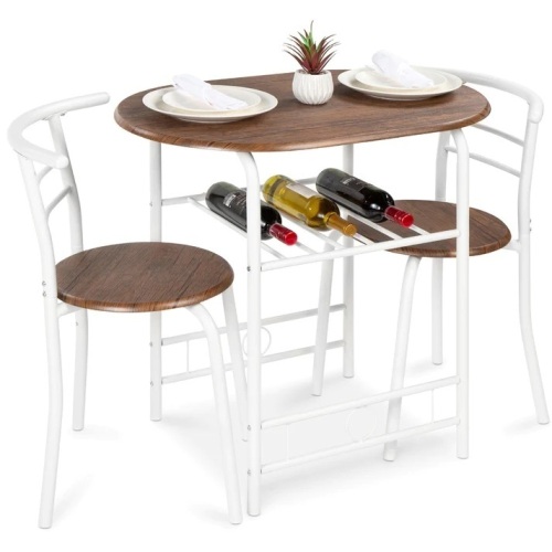 3-Piece Wooden Table & Chairs Dining Set w/ Lower Storage Shelf - Lot 5901