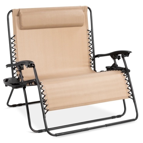 2-Person Double Wide Zero Gravity Chair Lounger w/ Cup Holders, Headrest - Lot 6060