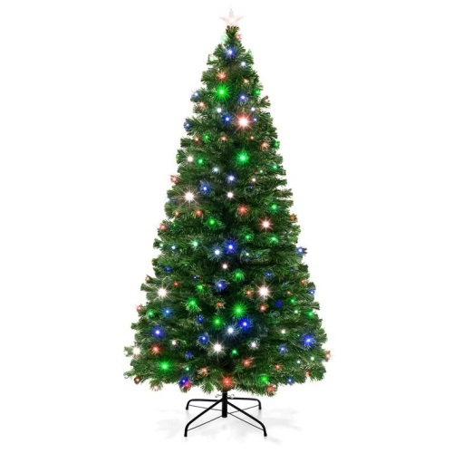 7ft Fiber Optic Artificial Christmas Pine Tree w/ 280 Lights, Stand - Lot 6078