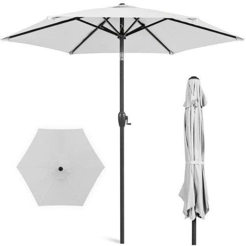 Outdoor Market Patio Umbrella w/ Push Button Tilt, Crank Lift - 7.5ft - Lot 6082