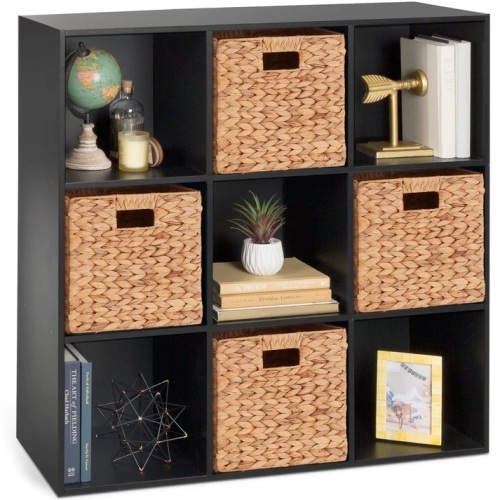 9-Cube Bookshelf Storage Display w/ 3 Removable Panels, Customizable Design - Lot 6101