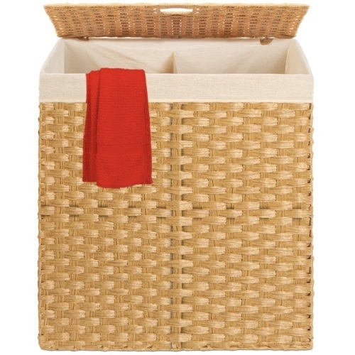 Double Laundry Hamper Basket w/ Easy Assembly, Liner Bag - Lot 6120