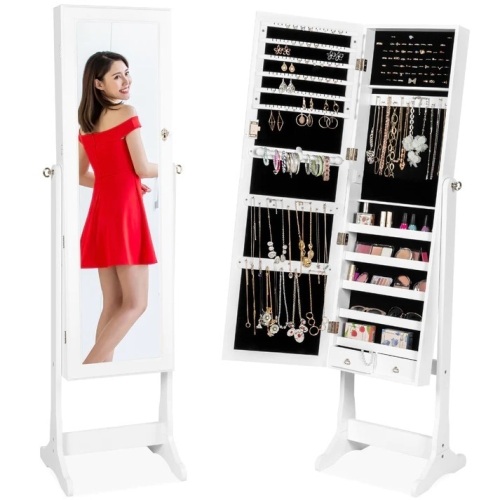 Full Length Standing Jewelry Mirror Armoire w/ Velvet Interior" - Lot 6134