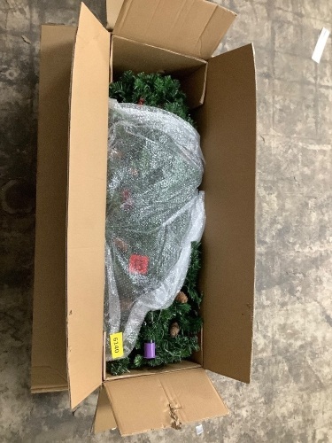 Pre-Lit Spruce Pencil Christmas Tree w/ Berries, Pine Cones - Lot 6140