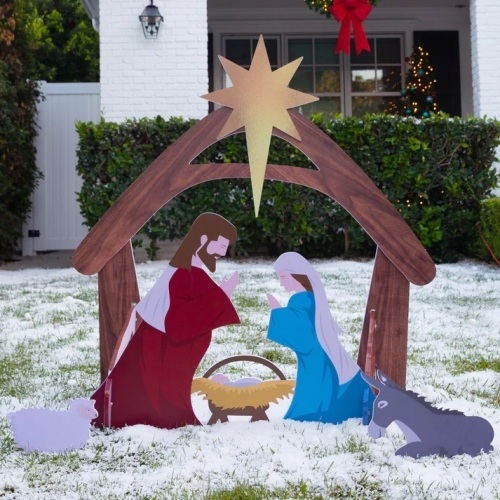 Christmas Nativity Scene Yard Decoration w/ Water Resistant PVC- 4ft - Lot 6150