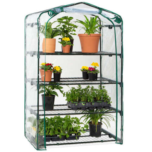 4-Tier Mini Portable Indoor Outdoor Greenhouse w/ Steel Shelves - 40in - Lot 6175
