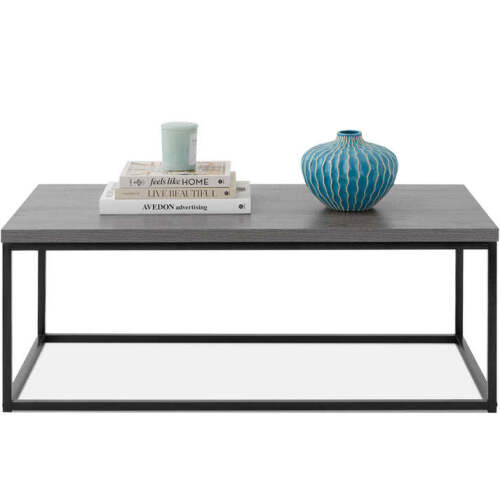 44in Modern Industrial Rectangular Wood Grain Coffee Table w/ Metal Frame - Lot 6193