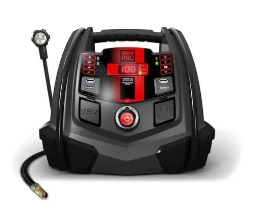 Schumacher Pro Automotive 12-Volt 1200 Peak Amp Jump Starter and Portable Power Station with 100-PSI Air Compressor - Lot 75