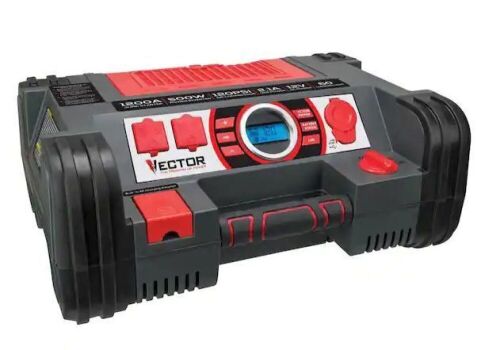 Vector 1200 Peak Amp Jump Starter, Dual Power Inverter, 120 PSI Air Compressor, USB Charging Port, Rechargeable - Lot 169