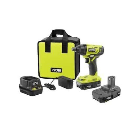RYOBI ONE+ 18V Lithium-Ion Cordless 1/4 in. Impact Driver Kit with (2) 1.5 Ah Batteries, Charger, and Bag - Lot 183