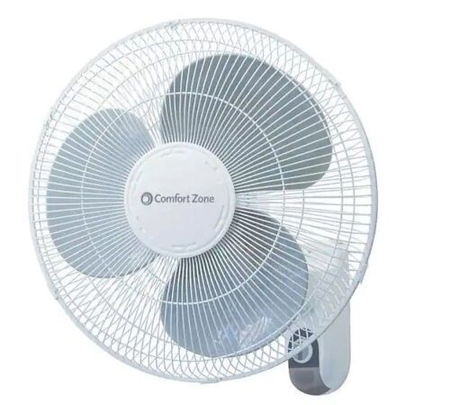 Comfort Zone 16 in. White Oscillating 3-Speed Wall-Mount Fan with Adjustable Tilt - Lot 203