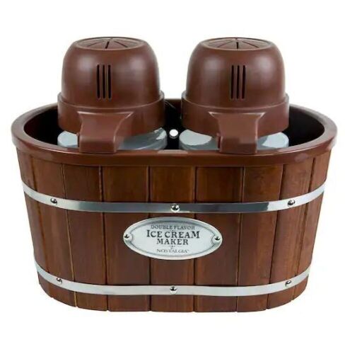 Nostalgia 4 Qt. in Brown Electric Double Flavor Ice Cream Maker - Lot 211