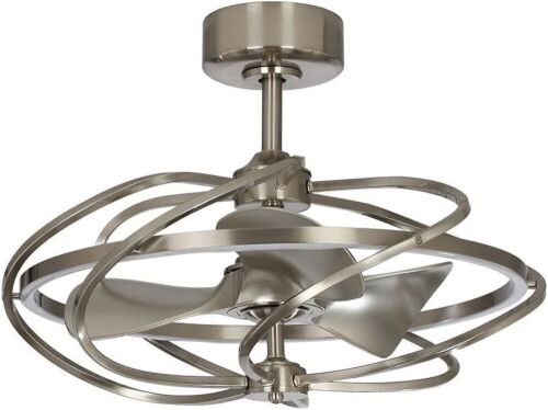 Parrot Uncle Modern Chandelier Ceiling Fan with Light, 27 Inch, Brushed Nickel  - Lot 234